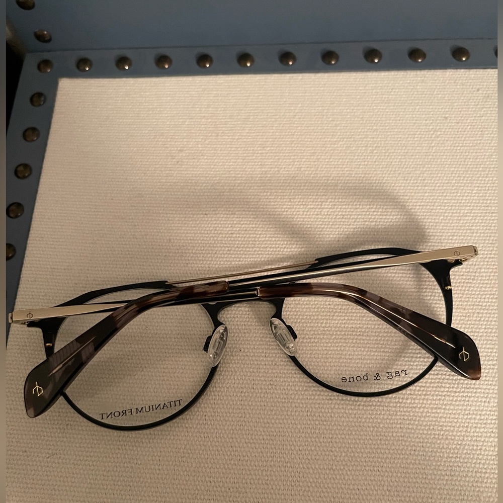 rag & bone Men's/Unisex Navy Round Titanium-Front Eyeglasses - Picture 5 of 9